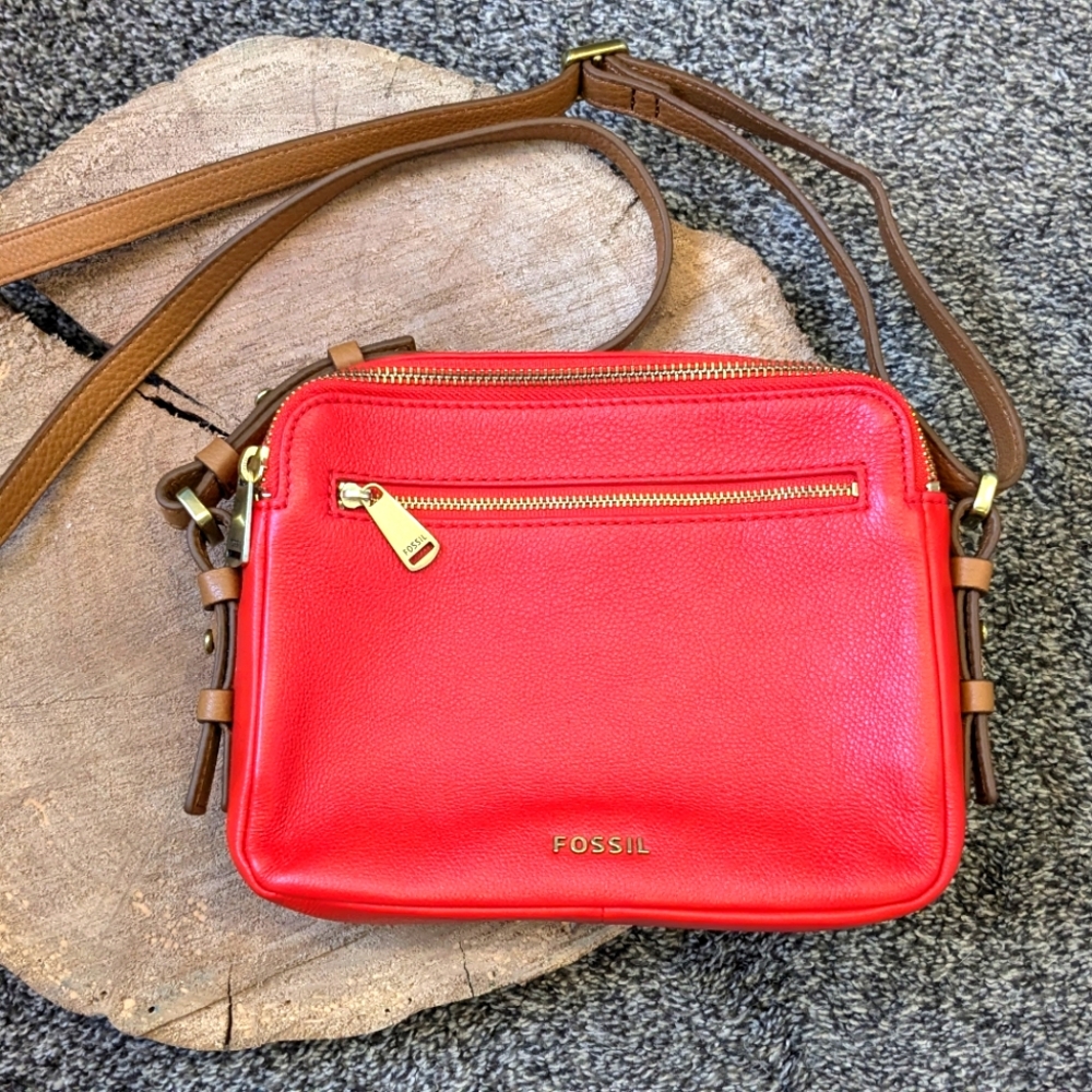 Fossil Piper Toaster Crossbody Bag Leather - Red